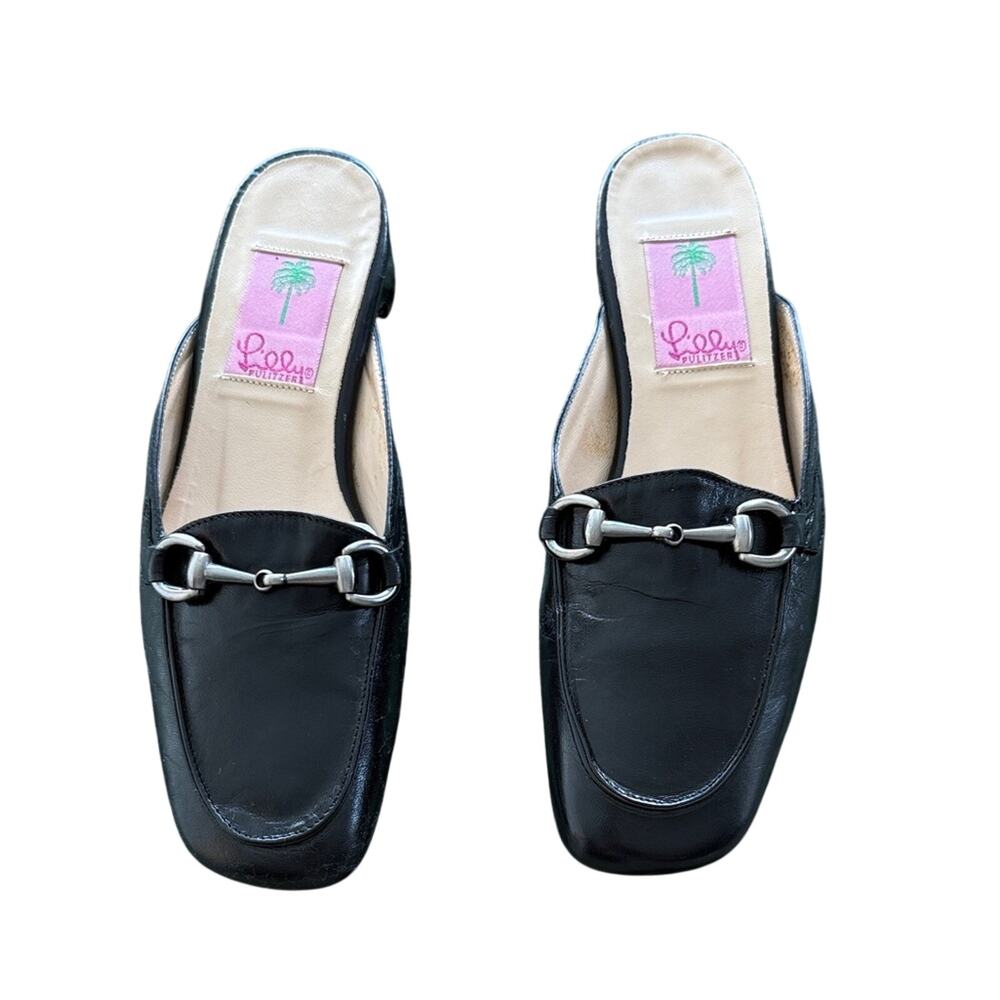 Lilly Pulitzer Black Loafers with Silver Detail